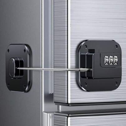 1 件装带密码的冰箱门锁，儿童防护冰箱门锁密码锁，适用于厨房冰柜、橱柜和抽屉、壁橱、窗户 - 黑色