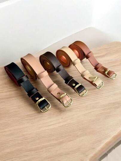 Kit 5 cintos Fino basico Feminino Varias Cores