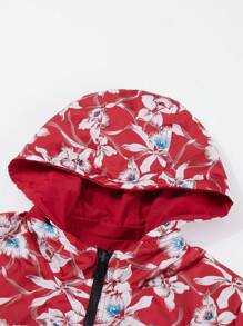 Giolshon Women's Cream Yellow Reversible Hooded Jacket - Dual-Sided Printed Design, Casual & Fashionable, Suitable For Daily Layering - Red - View 8