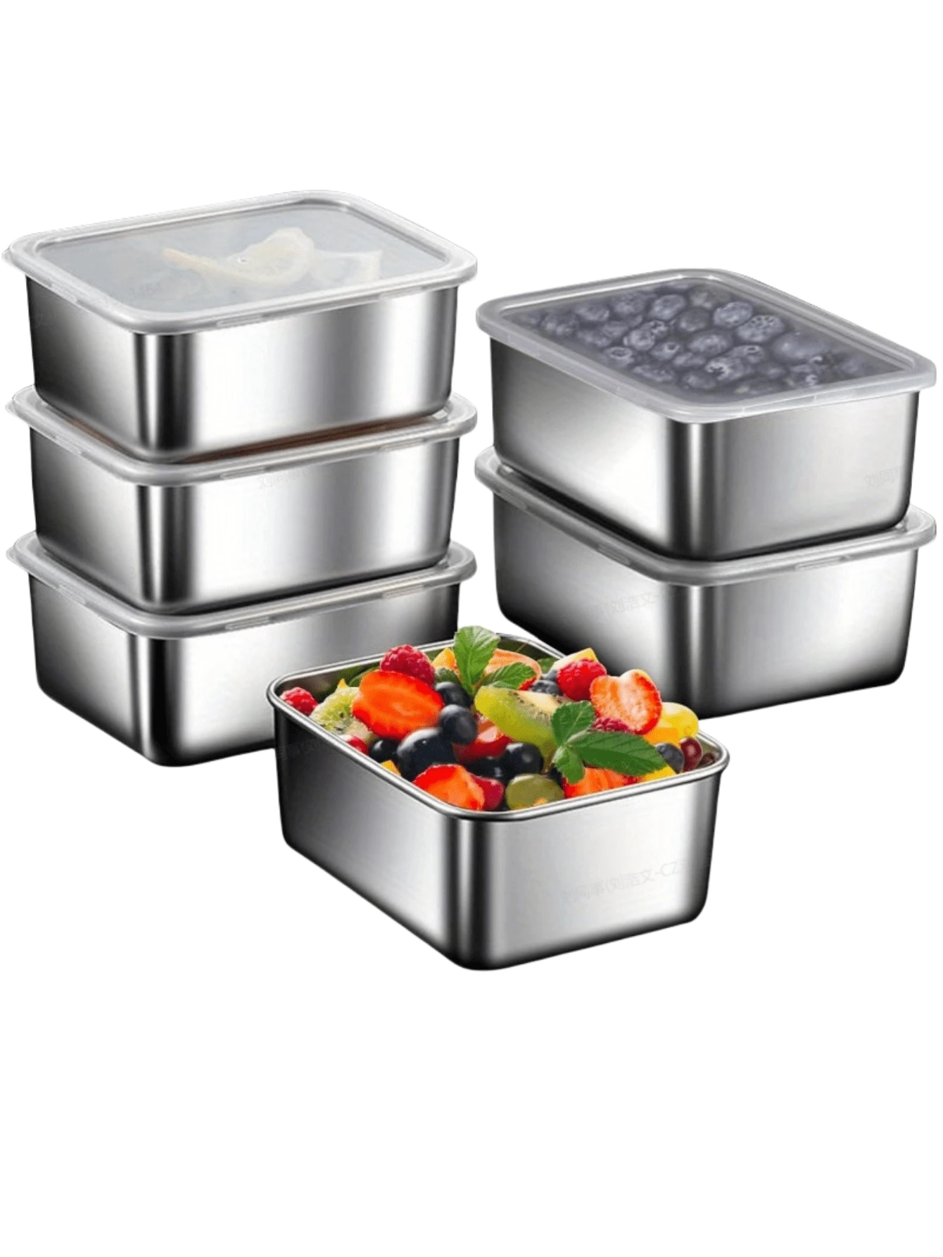 24Pieces Stainless Steel Food Storage Containers Square, Manual Lid