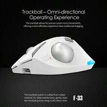 JOMAA Wireless Bluetooth Trackball Mouse With Adjustable Angle, Customizable Driver, Ergonomic Design, Suitable For Drawing And Office Use - White - View 2