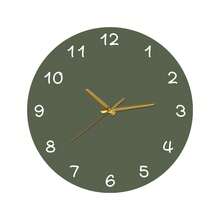 安静学习时钟：电池供电，时尚的教育工具，适用于教育环境和卧室。1 静音挂钟 - 电池供电，扁平，装饰设计。非常适合客厅、厨房、办公室和节日装饰（无需电池） - 墨綠色 - 查看 14