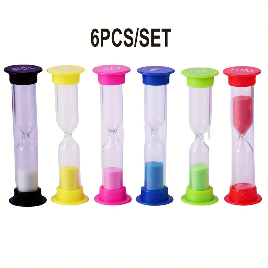Set de 6 relojes de arena de colores - Relojes de arena de colores para fiestas y decoración del hogar, sin necesidad de batería, accesorio de cronometrado de cocina, decoración del hogar vintage - Multicolor - Ver 1