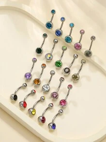 20 件随机肚脐环穿孔多件装肚脐环香蕉杠铃彩色身体肚脐环肚脐杠铃球不锈钢身体穿孔首饰适合女性和情侣