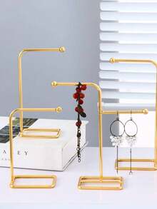 1 pieza Soporte de exhibición de joyas minimalista de hierro para aretes, anillos, collares - Amarillo Oro - Ver 5