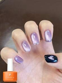 Tonitu g. 1 件 7 毫升全息闪光猫眼裸绿紫蓝凝胶指甲油，2024 年新颜色设计，闪光明亮百搭时尚，适用于美甲沙龙美甲修指甲 DIY 女士礼物 - 紫色 - 查看 2