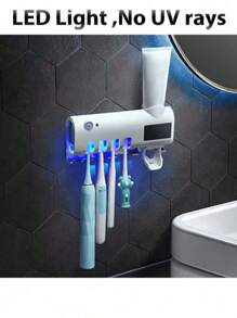 Dispensador de Pasta Dental y Soporte para Cepillos de Dientes, Instalación con Adhesivos - Blanco - Ver 2