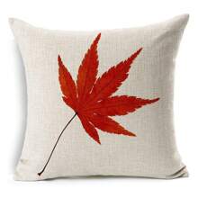 1pc Fall Maple Leaf Decor Cushion Cover 18x18 Inch Home Decorative Sofa Pillow - A - View 1