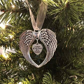 1pc, My Heart Is In Heaven Angel Wing Love Letter Pendant, Backpack Key Hanging Pendant, Home Decoration, Car Decor, Pendant Ornament, Festival Ornaments, Holiday Accessory, Room Decor, Home Decor, Scene Decor, Christmas Tree Festival Decor,Christmas