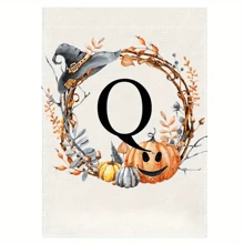 个性化首字母亚麻花园旗帜 - 双面、防风雨、粗麻布外观 - 无需电力的多功能户外装饰 - 可机洗，万圣节主题 - 1 件 - 彩色 - 查看 31