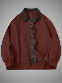 Men's Casual Loose Lapel Jacket - Burgundy - View 1
