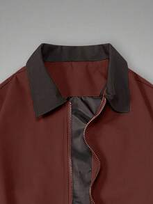 Men's Casual Loose Lapel Jacket - Burgundy - View 3