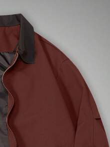Men's Casual Loose Lapel Jacket - Burgundy - View 4