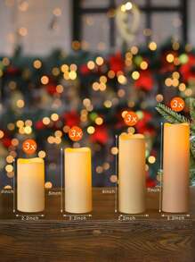 4/12pcs Waterproof LED Candles With Remote And Timer, Outdoor Flickering Flameless Candles, Realistic Battery-Powered Pillar Candles, Suitable For Wedding, Halloween, Christmas Home Decoration, 4 Sizes Available