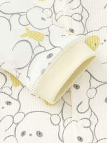 Balabala Bộ đồ liền thân cho trẻ sơ sinh, bộ đồ tập bò và đồ ngủ, thiết kế mới dễ thương và thoải mái năm 2024 - Xám - Xem 5