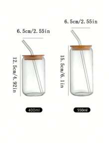 1pc 400ml/550ml Clear Straw Bottle, Modern Glass Coffee Cup For Home, Office