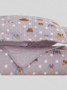 3-Piece Bedspread Quilt Kit Complete Box Bed Polka Dot Poa - 粉紅色的 - 查看 4