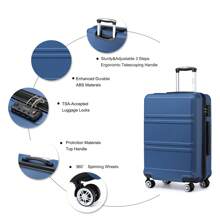 24/28 Inch Fashion Lightweight ABS Hard Case Check-In Suitcase With TSA Lock YKK Zipper 4 Double Wheels Trolley Travel Case Ideal For Men And Women Business Trips Travel Vacations - 藏蓝色 - 查看 5