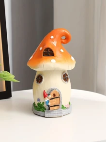 1 件创意树脂微景观装饰 - 石窗/郁金香蘑菇迷你屋适用于家庭花园装饰（手绘，不同批次颜色可能略有不同）