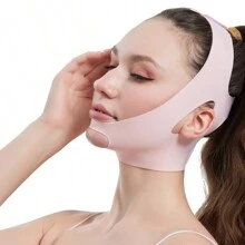 Vendajes faciales, mascarillas faciales reafirmantes, las mascarillas reafirmantes se pueden usar para dormir, hacer ejercicio y yoga. Son livianas, transpirables y no se arrugan cuando se usan. Se pueden - Rojo y blanco - Ver 4