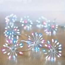 1pc Vibrant Dandelion Star String Lights, 100LED Multicolor USB Powered Indoor/Outdoor Fairy Lights, Explosion Star Lights For Christmas Tree, Holiday Atmosphere Decoration, Easy To Install, Energy Efficient And Durable