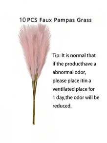 10/20pcs-Artificial Reed Grass Boho Decor Faux Pampas Grass Large Tall Fluffy Artificial Fake Flower Bulrush Reed Grass For Vase Filler Farmhouse Home Kitchen Bohemian Decoration, Room, Wedding Party Decor (Pink), Valentine Day, Gift Gifts Birthday Graduation,Fall Decor,Autumn,Fake Plants