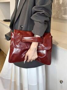 Dedoo 奢华魅力，优雅精致，低调奢华大号黑色方形复古包，母亲节礼物，送给妈妈的方形包，女士和派对女孩的完美之选，适合派对、婚礼、舞会、盛会，送给妈妈、老师、朋友、伴娘的最佳礼物 - 紅色 - 查看 3