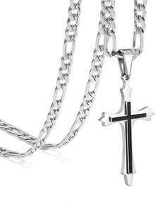 1 Máy Tính Unisex Thép Không Gỉ Đôi Túi Đeo Chéo Vòng Cổ, 20-24 Inch Chiều Dài Dây Xích, món Quà Trang Sức Dành Cho Nam Và Nữ - dây chuyền mặt dây chuyền bé trai và bé gái - Xem 8