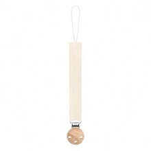 1pc Baby Crinkle Fabric Pacifier Clip And 3-Hole Wooden Pacifier Clip, Fashionable Print Design Suitable For Everyday Use