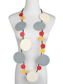 MARLIWOO 1 件时尚波西米亚风几何木质吊坠长项链女士珠宝 - 彩色 - 查看 6