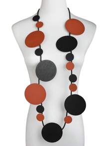 MARLIWOO 1 件时尚波西米亚风几何木质吊坠长项链女士珠宝 - 彩色 - 查看 9