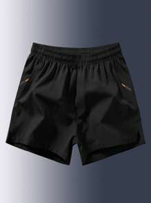 2 件装男童和青少年休闲拉链口袋运动户外短裤，春夏季 - 紅色 - 查看 4