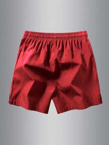 2 件装男童和青少年休闲拉链口袋运动户外短裤，春夏季 - 紅色 - 查看 3