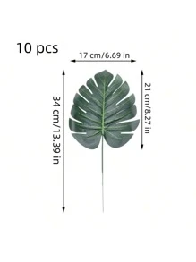 10/20 pièces 33,9 cm Fausses feuilles de palmier tropical avec tiges, plante tropicale artificielle, imitation de feuilles de Monstera, décorations de fête hawaïenne luau, Saint-Valentin, cadeau