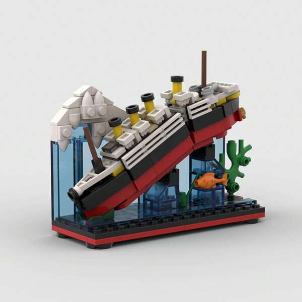 Set de bloques de construcción tipo barco naufragado clásico, modelo de ensamblaje de barco de vapor DIY para adultos, adecuado como regalo de cumpleaños o Navidad