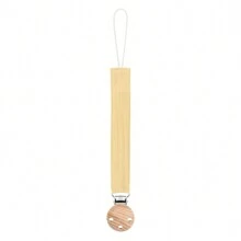 1pc Baby Crinkle Fabric Pacifier Clip And 3-Hole Wooden Pacifier Clip, Fashionable Print Design Suitable For Everyday Use