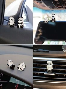 5pcs Car Decoration Cute Luminous Panda Center Console Rearview Mirror Car Interior Decoration - one-size - View 2