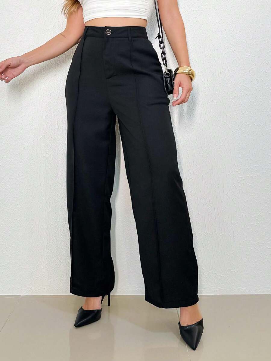 ADD WOMEN'S FASHION EIRELI- XX058, WOMEN'S TAILORED PANTS, HIGH WAIST, PANTALON, ELEGANT, CASUAL, EVERY DAY, WORK, SUPER STYLISH. - 黑色 - 查看 1