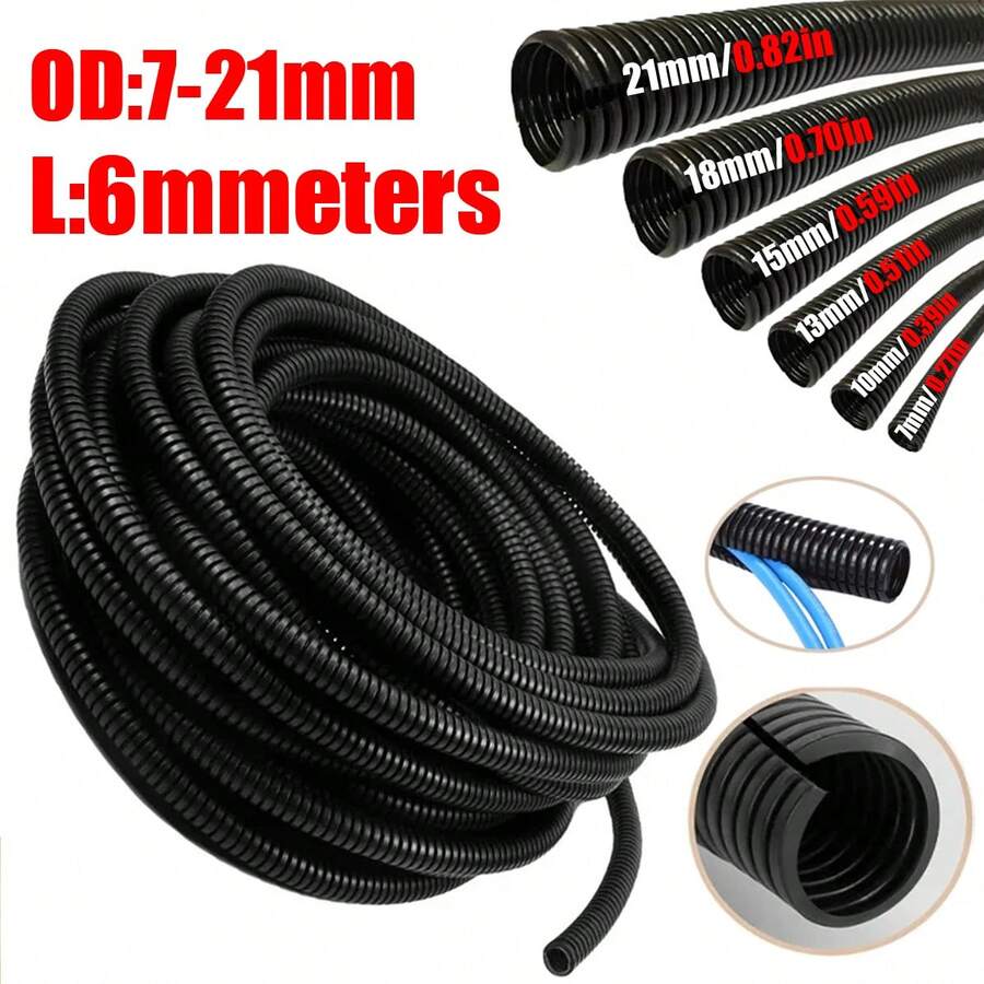 Chiều dài 6 mét, OD7/10/13/15/18/21mm, Máy dệt dây chống cháy Ống dẫn cáp nhiệt độ cao Ống bọc cáp chia ống Ống dệt ống tự động Ống dẫn dây cho dây điện công nghiệp Ô tô hàng hải - Một cỡ - Xem 1