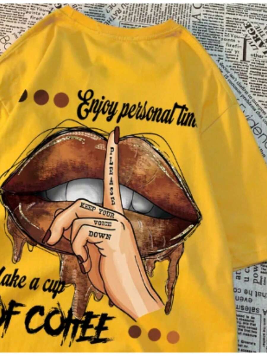 Boca Off Coffee Printed Women's T-Shirt - Yellow - View 1