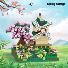 600+ 件微型四季小房子积木玩具套装，花园房屋建筑玩具，ABS 塑料迷你积木组装玩具，家居装饰/节日派对礼物/生日礼物 - 彩色 - 查看 4