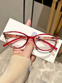 2 Pairs Women Vintage Cat Eye Reading Glasses Combination, Includes Presbyopic Glasses +1.0 To +4.0 For Office & Computer Use Accessories For Women Glasses - Transparent - View 9