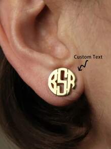 Women's Customized Letter Stud Earrings, Stainless Steel Personalized English Letter Earrings, Fashion Jewelry, Birthday Gift - Yellow Gold - View 2