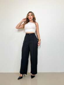 WOMEN'S MO FASHION - XX058, WOMEN'S TAILORED PANTS, HIGH WAIST, PANTALON, ELEGANT, CASUAL, EVERY DAY TO DAY, WORK, SUPER STYLISH. - 黑色 - 查看 4