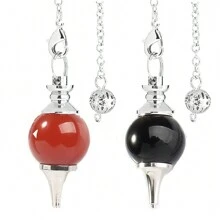 1 pieza Cuarzo rosa natural Colgante péndulo Adivinación Cuentas redondas Piedra cristal Cono Pendientes Joyería - Colgante giroscópico - Ver 2