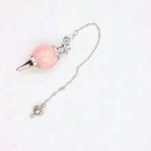 1 pieza Cuarzo rosa natural Colgante péndulo Adivinación Cuentas redondas Piedra cristal Cono Pendientes Joyería - Colgante giroscópico - Ver 4