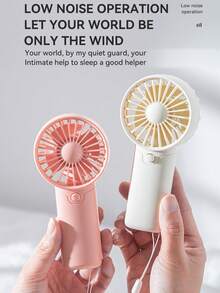 MEET SUN 1 pieza Mini ventilador de mano con correa para la muñeca, operado con batería, 1 velocidad, funcionamiento silencioso, herramienta para fijar el maquillaje - multicolor - Ver 4