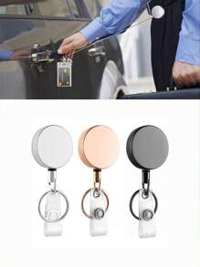 1 Peça Presilha Retrátil de Metal Premium - Suporte de Crachá de Cartão de Identificação com Corrente de Passe de Porta e Chaveiro - Suprimentos de Escritório para Trabalho e Uso Diário - Clipe de Crachá Eletrodepositado, Corda de Metal Retrátil, Fivela de Puxar Fácil, Conjunto de Suporte Anti-Perda de Cartão de Identificação, Incluindo 1 Fivela de Puxar Fácil, Acessório de Carro, Enfeite de Bolsa, Mochila para Escola, Letra Fofa, Gótica Y2k