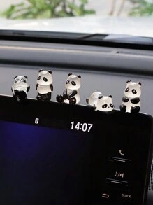 5pcs Car Decoration Cute Luminous Panda Center Console Rearview Mirror Car Interior Decoration - one-size - View 11