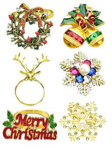 12 chiếc, 6 chiếc, 4 chiếc, 1 chiếc Nhẫn Khăn Ăn Trang Trí Để Bàn Giáng Sinh - Nhiều màu - Xem 1